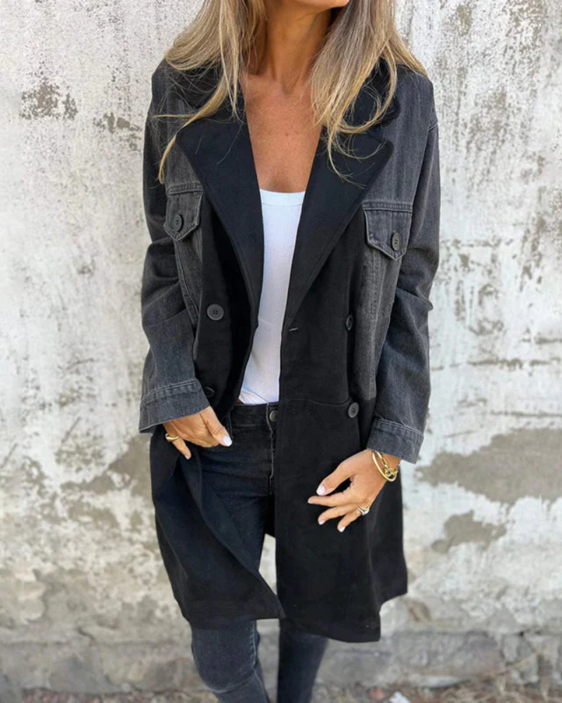 Capea™  - Frakk i denim og kamel