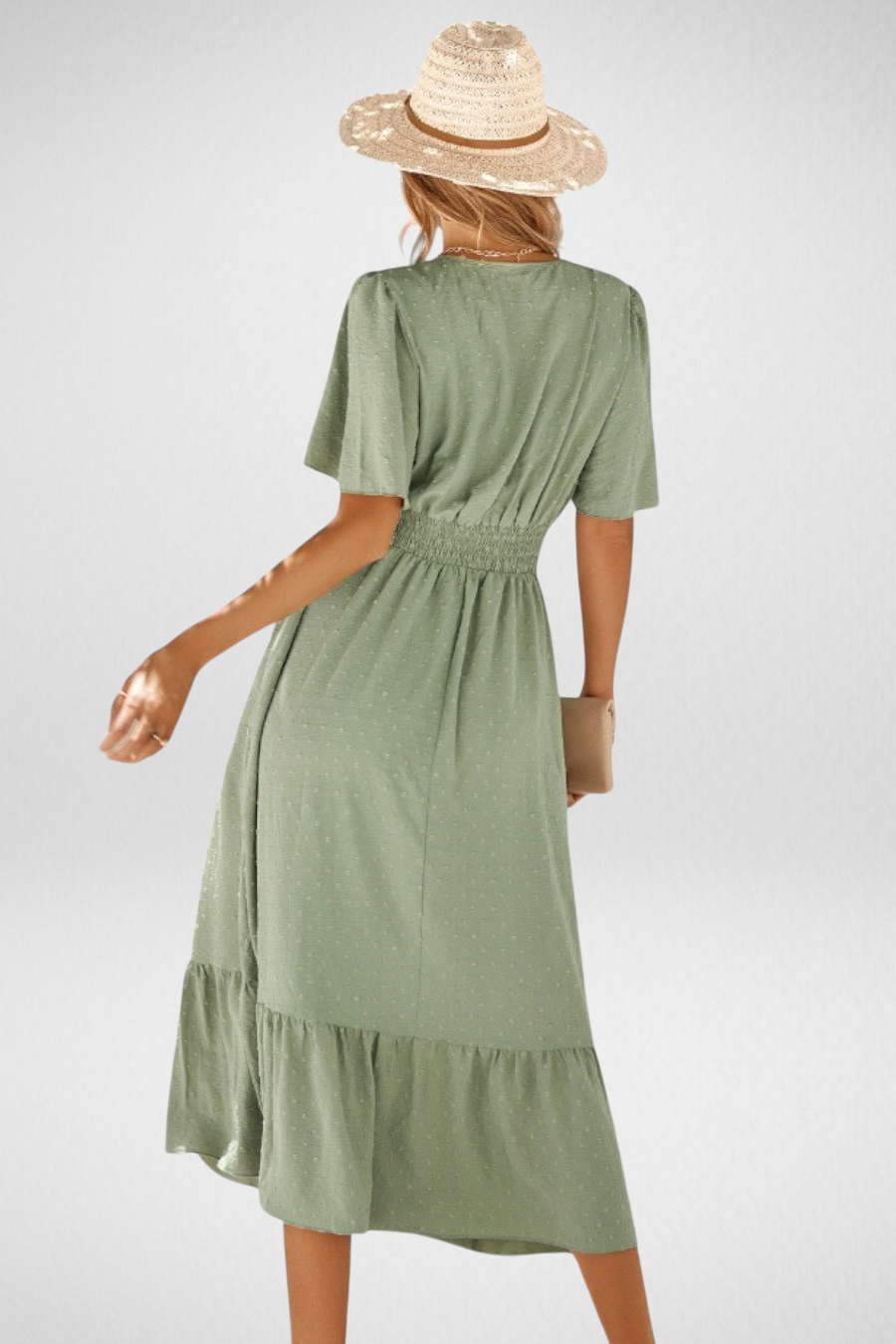 Tilly™ - Lang kjole med V-hals og korte ermer - Lett og elegant