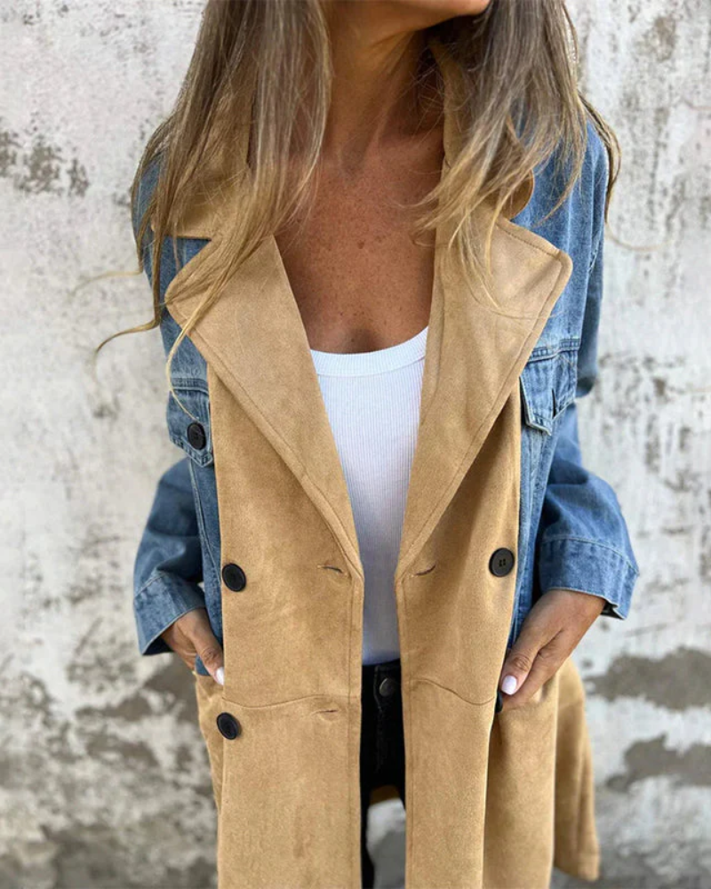 Capea™  - Frakk i denim og kamel