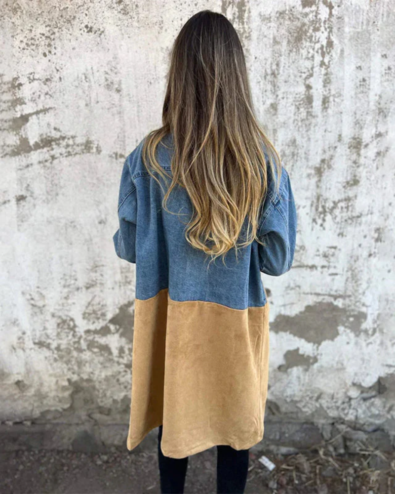 Capea™  - Frakk i denim og kamel
